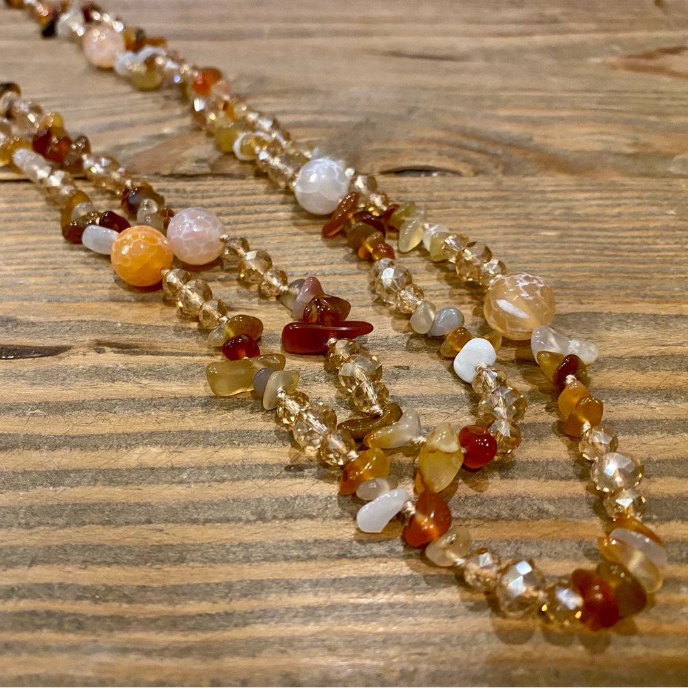 Multi-wear Layered Long Beaded Statement Necklace, Brown